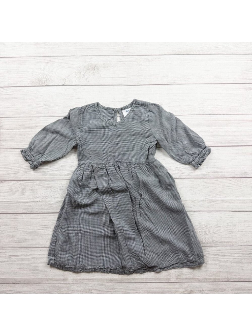 Old Navy Girls Houndstooth Long Sleeve Dress Gray Cotton Blend 5T